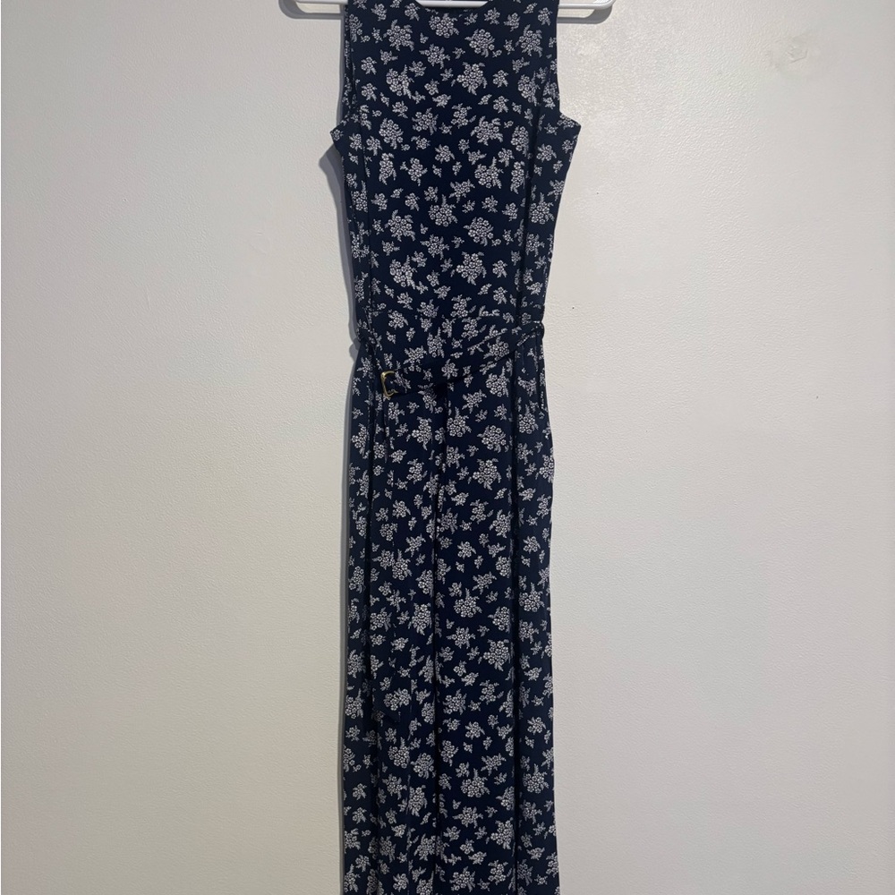MICHAEL Michael Kors Navy with White Floral Sleeveless Jumpsuit
